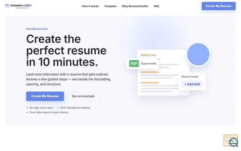 Screenshot of ResumeCrafter