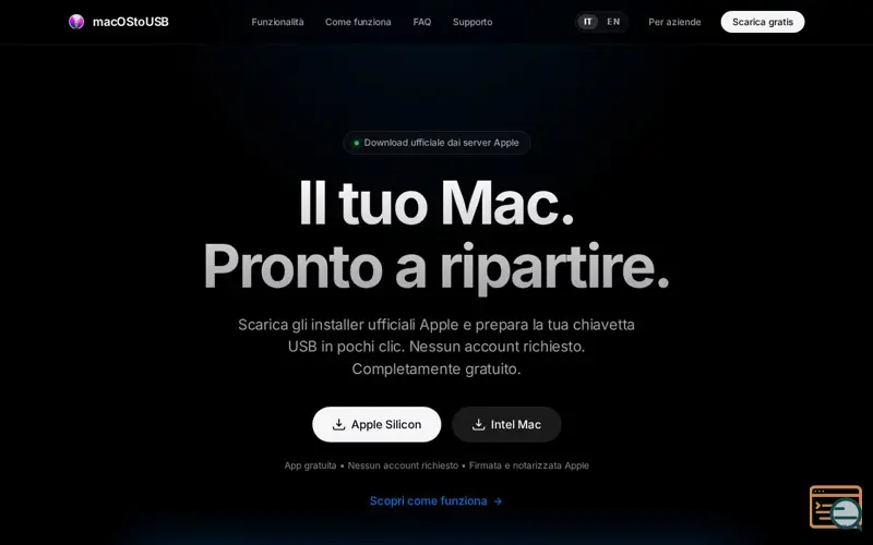 Screenshot of macOStoUSB, a launch using Netsons