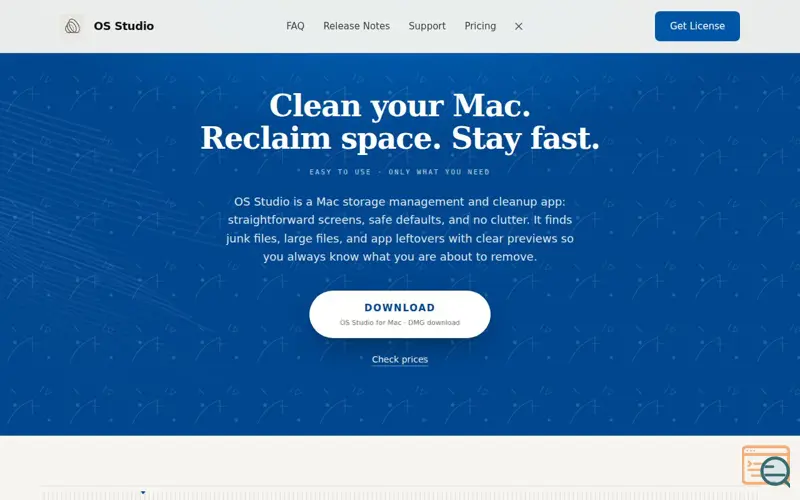 Screenshot of OS Studio · Mac Storage Cleaner
