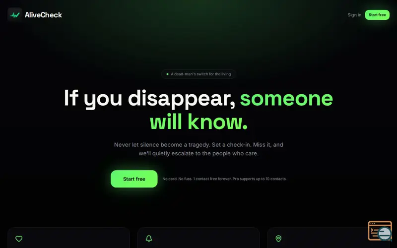 Screenshot of AliveCheck