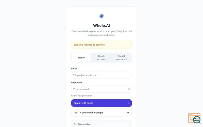Screenshot of Whole AI