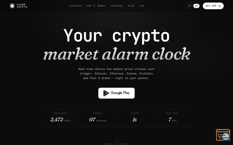Screenshot of Alarm Crypto