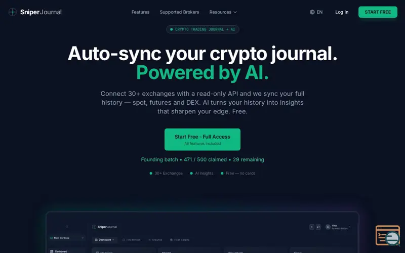 Screenshot of SniperJournal.io