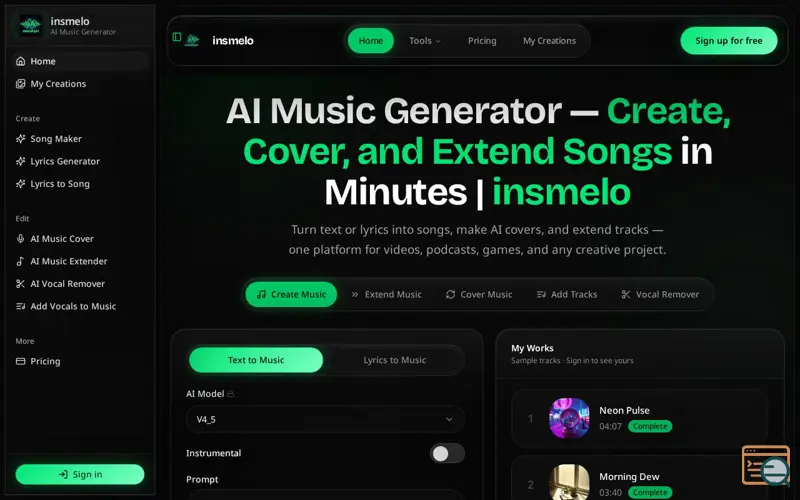 Screenshot of insmelo