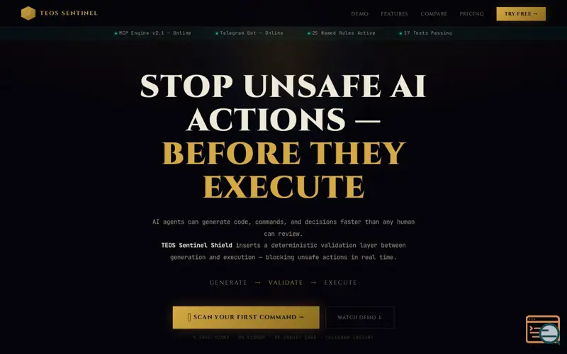 Screenshot of TEOS Sovereign Sentinel
