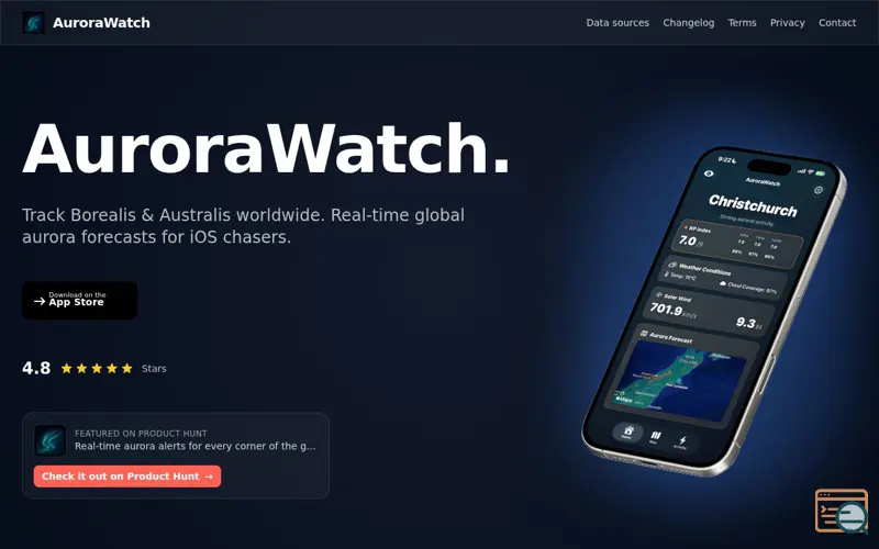 Screenshot of Aurora Watch