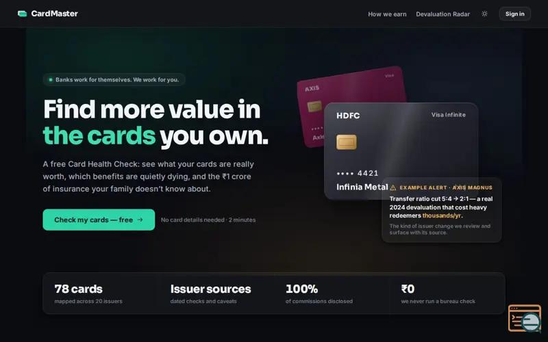 Screenshot of CardMasters, a launch using Have I Been Pwned