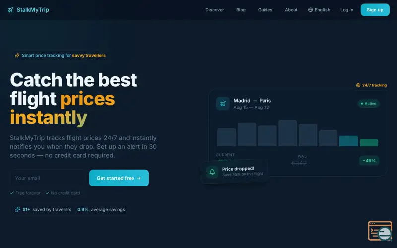 Screenshot of StalkMyTrip