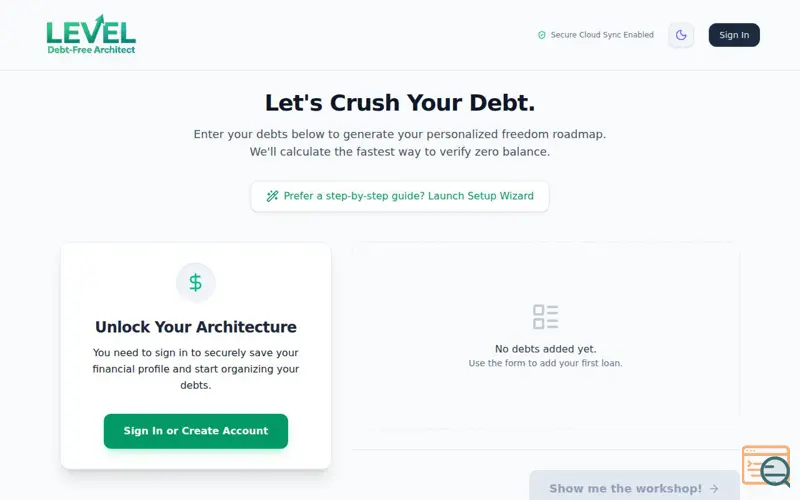 Screenshot of Level Debt-Free Architect