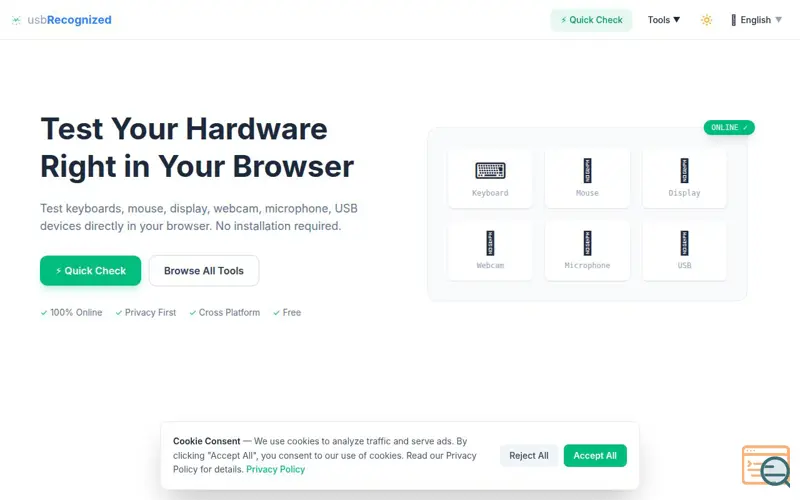 Screenshot of usbRecognized