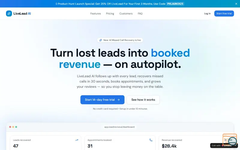 Screenshot of LiveLead AI