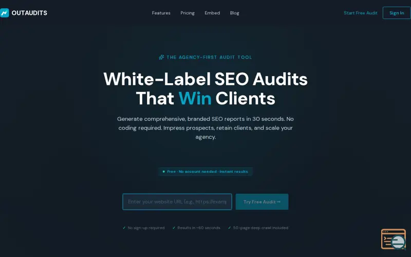 Screenshot of OUTAUDITS