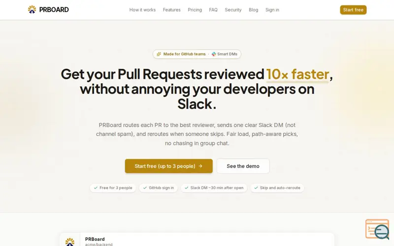 Screenshot of PRBoard