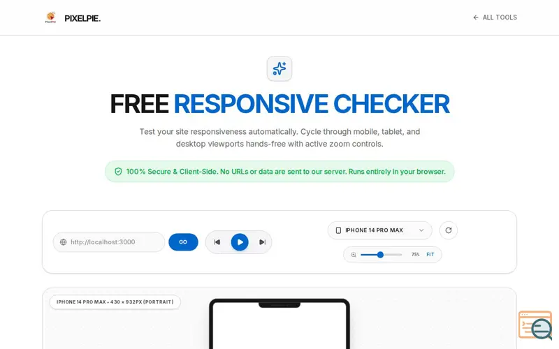Screenshot of Responsive Checker | PixelPie