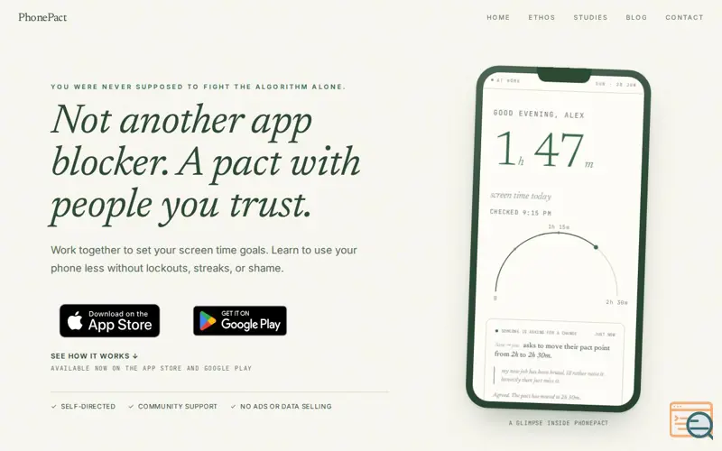 Screenshot of PhonePact, a launch using BusinessIdentity.LLC