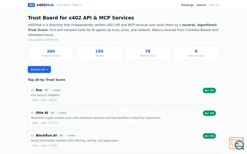 Screenshot of x402Hub