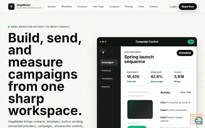 Screenshot of VegaMailer