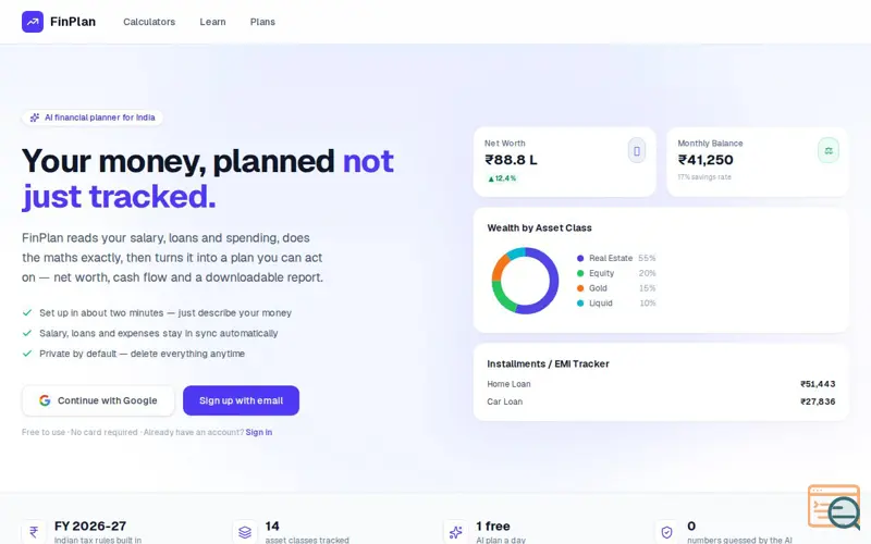 Screenshot of FinPlan