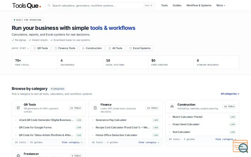 Screenshot of toolsque.com