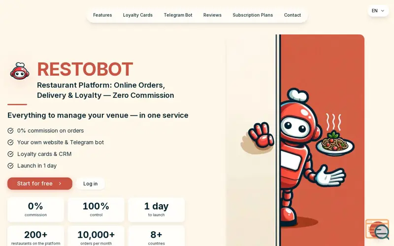 Screenshot of RESTOBOT, a launch using Heroku