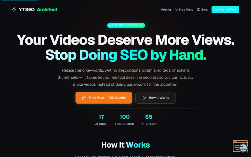 Screenshot of YT SEO Architect, a launch using Noembed