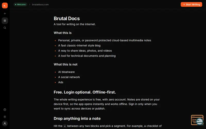 Screenshot of Brutal Docs