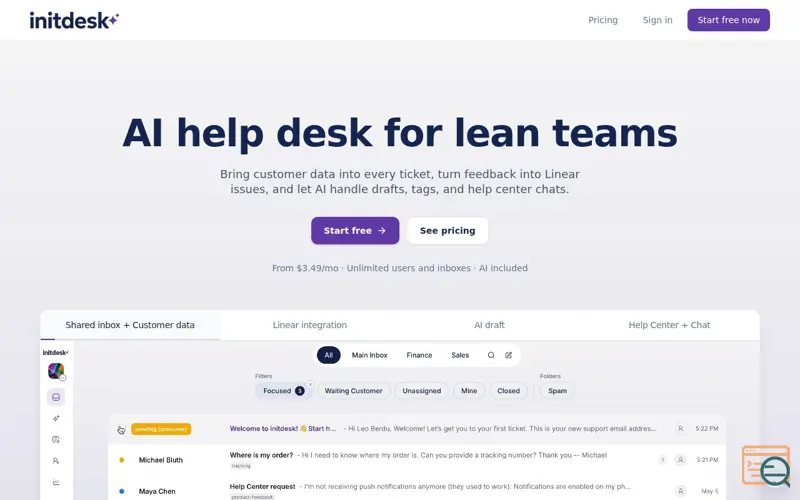 Screenshot of initdesk