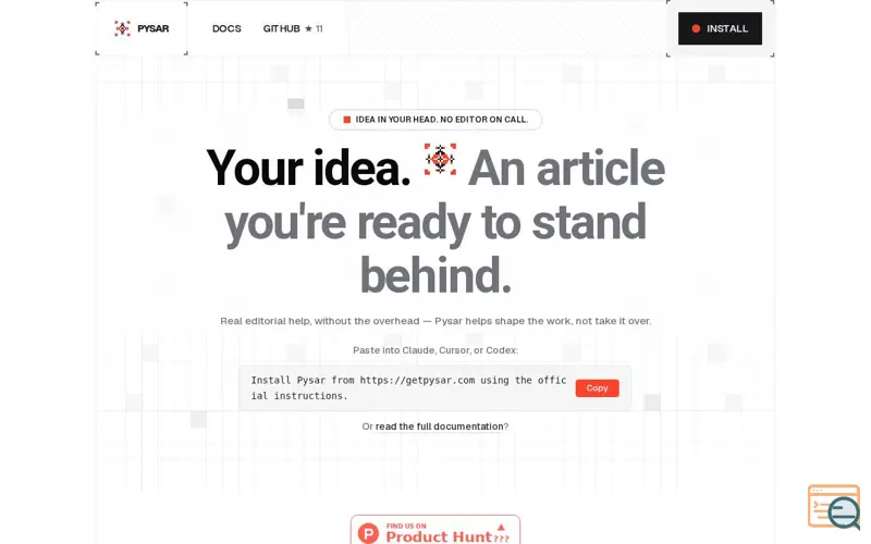 Screenshot of Pysar Writing Assistant