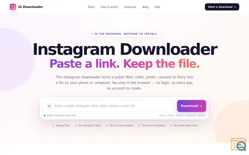 Screenshot of IG Downloader