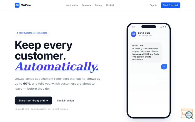 Screenshot of OnCue