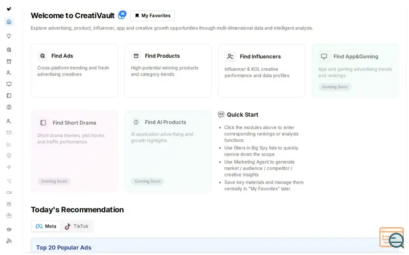 Screenshot of CreatiVault
