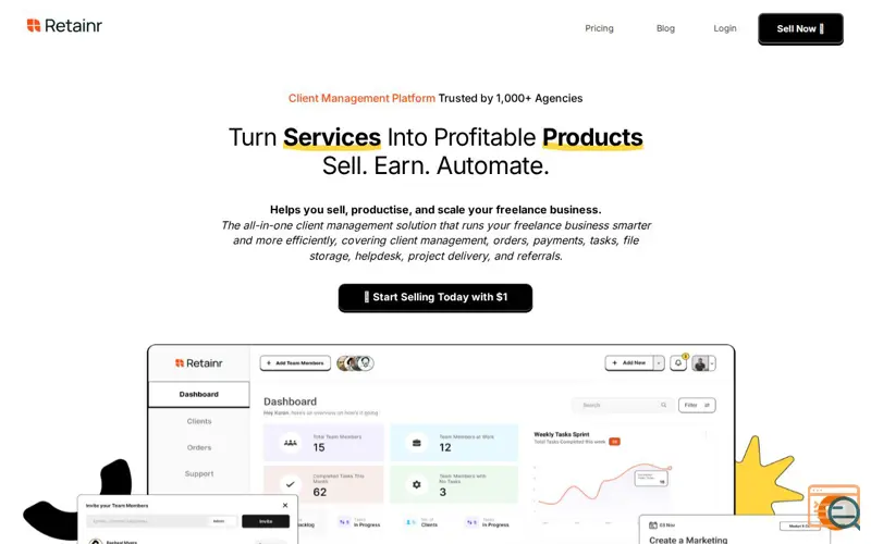 Screenshot of RETAINR IO