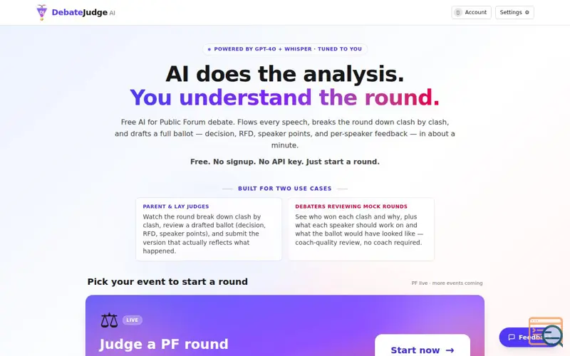 Screenshot of Debate Judge AI