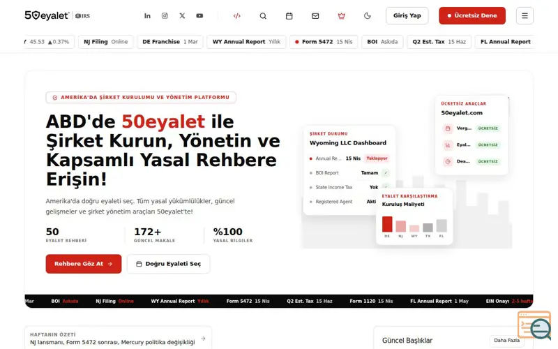 Screenshot of 50eyalet, a launch using TurkTicaret DNS
