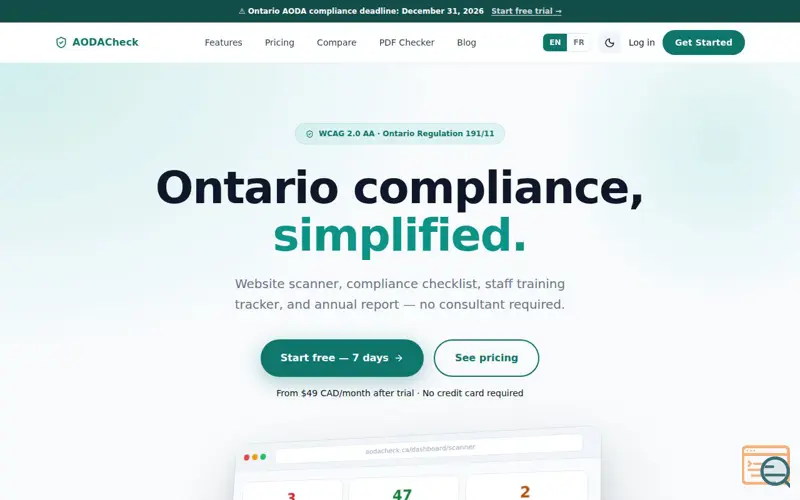 Screenshot of AODACheck