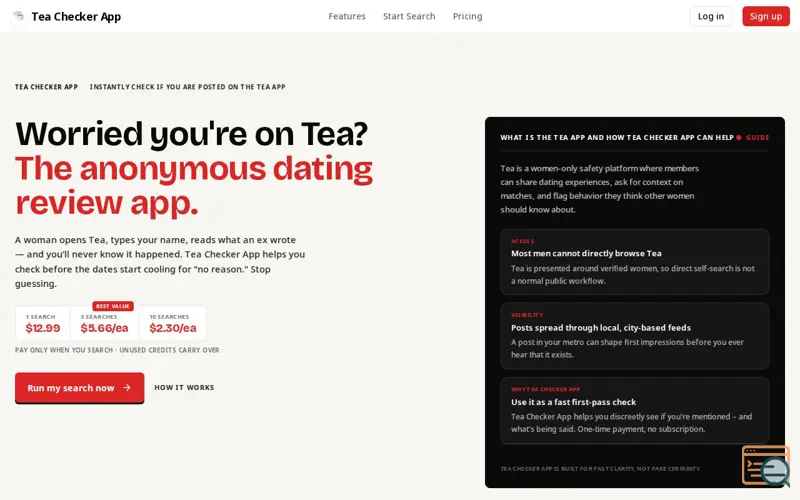 Screenshot of Tea Checker App