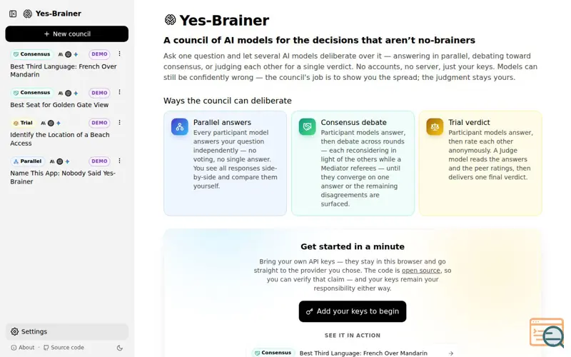 Screenshot of Yes-Brainer