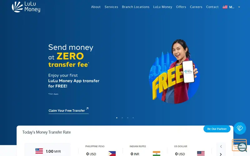 Screenshot of LuLu Money Malaysia, a launch using Freshchat