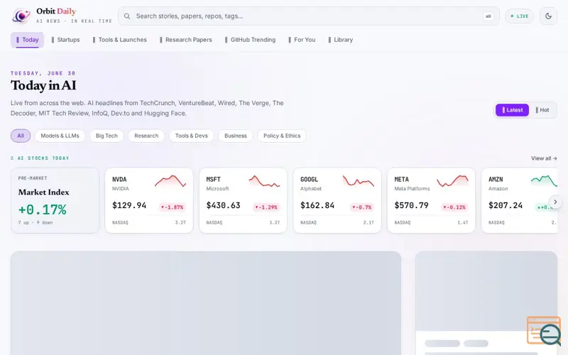 Screenshot of Orbit Daily