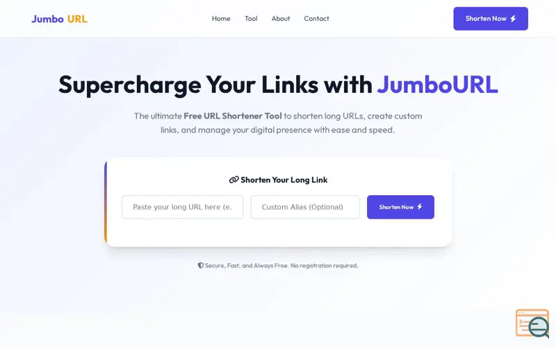 Screenshot of JumboURL
