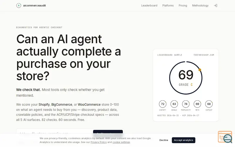Screenshot of AI Commerce Audit