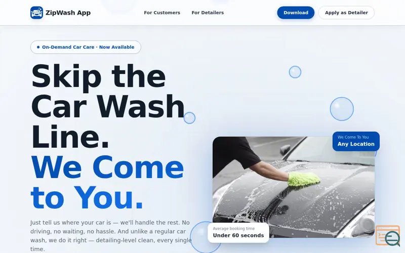 Screenshot of ZipWash