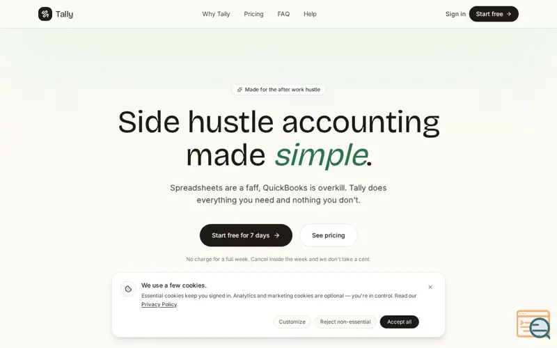 Screenshot of Tally