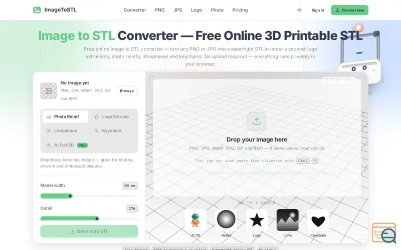 Screenshot of Image to STL Converter