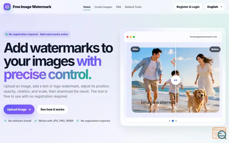 Screenshot of Free Image Watermark - Add Text and Logo Watermarks Online