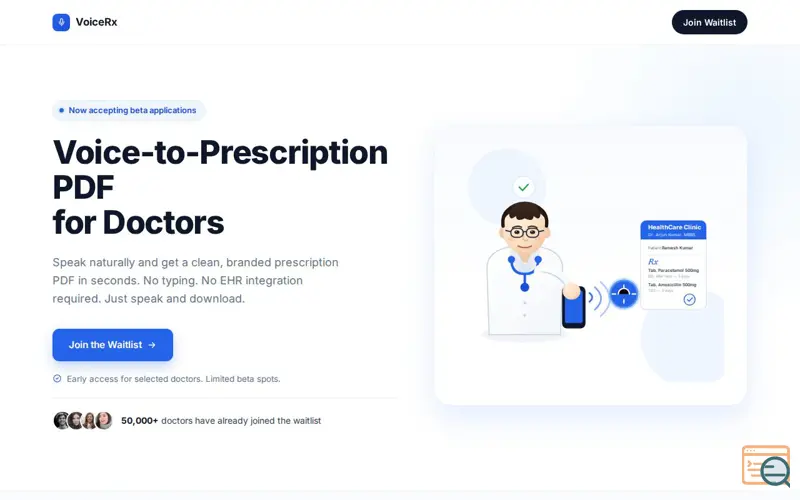 Screenshot of VoiceRx — Voice
