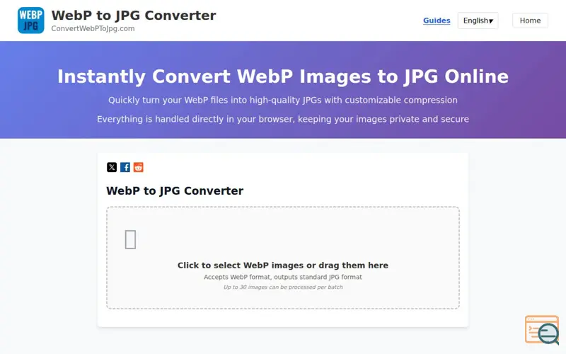 Screenshot of WebP to JPG Converter