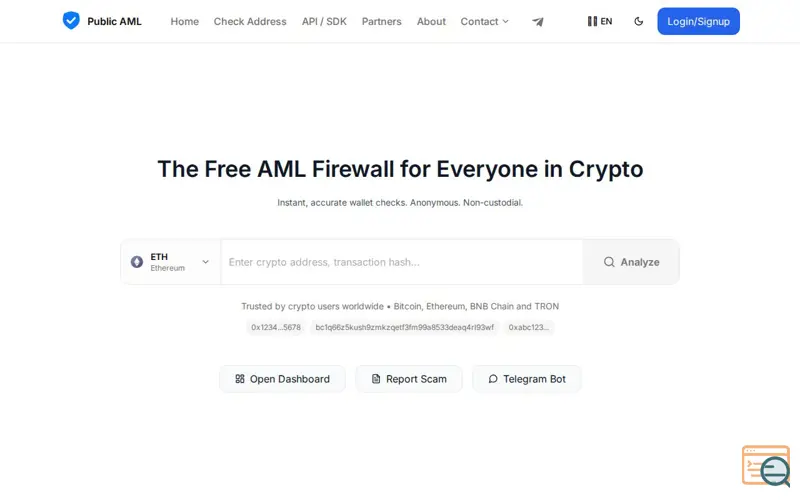 Screenshot of PublicAML