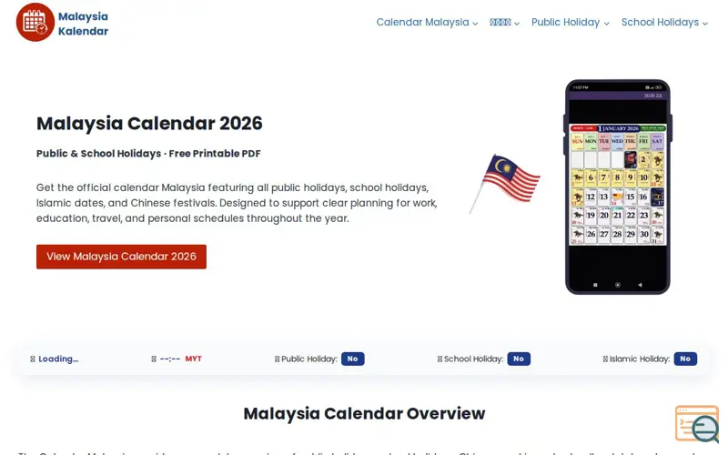 Screenshot of Malysia Kalendar