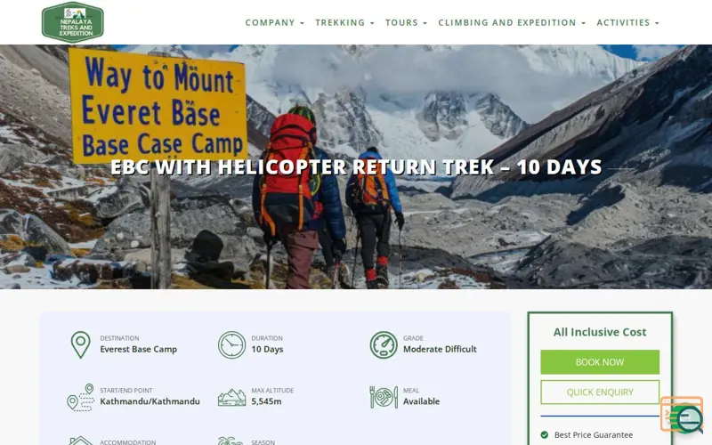 Screenshot of 10 Days, a launch using WebLink Nepal